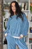 Terry B Lantern Sleeve Sweatshirt Denim